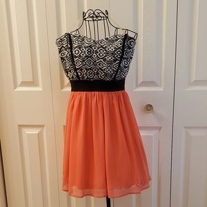 3 Pink Hearts | Aztec & Coral Strapless Dress